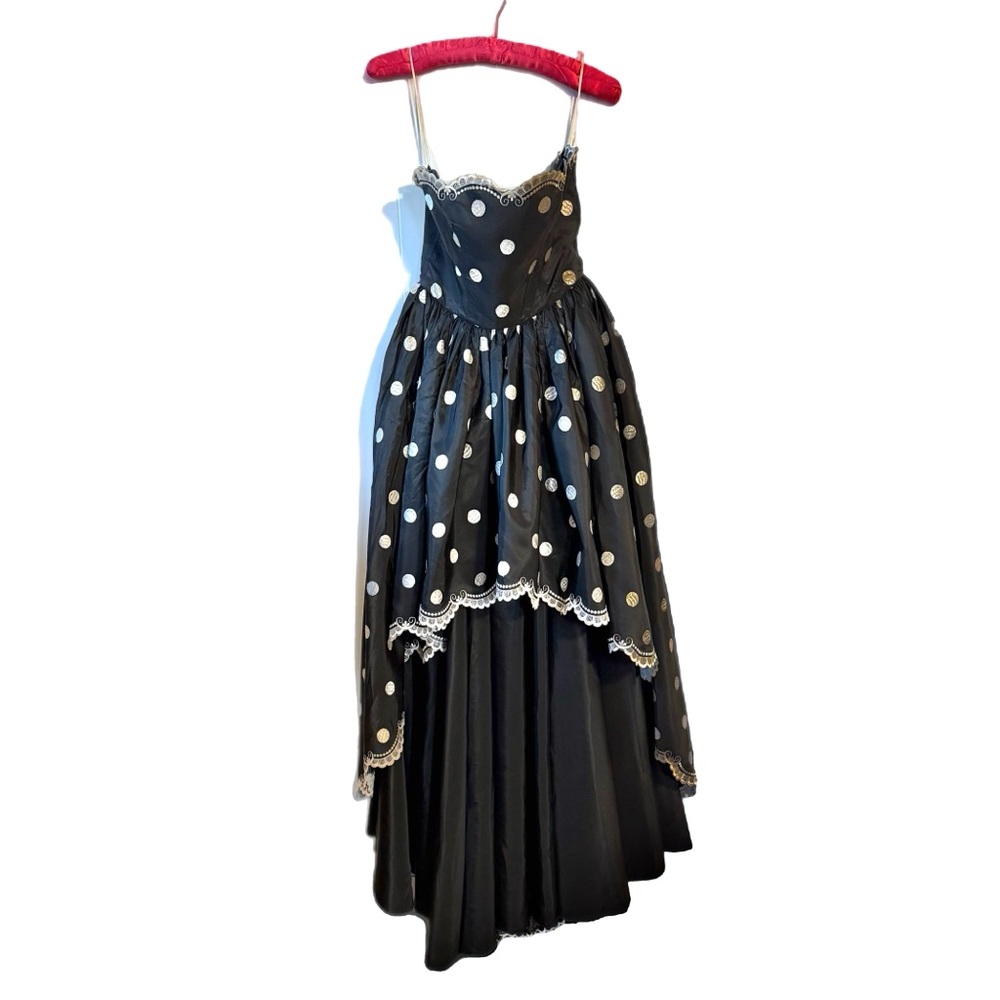 RARE vintage 1980s Strapless Black Taffeta Prom Dress by Albert Capraro